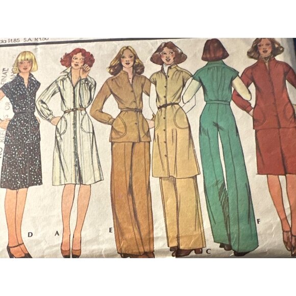 Vintage 70s McCalls 5217 Dress Jacket Top Skirt Pants Size 12 Sewing Pattern Cut - Picture 2 of 4